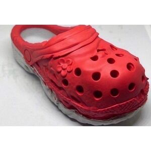 Dog Chew Toy Croc Style Red Rubber Treat Dispensing Durable Medium Large